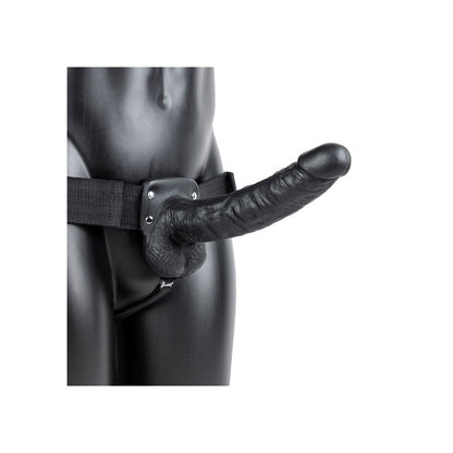 REALROCK Hollow Strapon with Balls - 23 cm Black 23 cm Hollow Strap-On