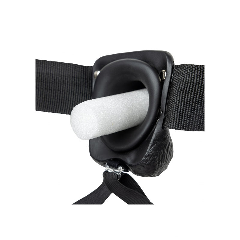 REALROCK Hollow Strapon with Balls - 23 cm Black 23 cm Hollow Strap-On