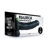REALROCK Vibrating Hollow Strapon + Balls - 18cm Black - Black 18 cm Vibrating Hollow Strap-On - Image 1