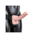 REALROCK Vibrating Hollow Strapon + Balls - 18cm Flesh - Flesh 18 cm Vibrating Hollow Strap-On - Image 2