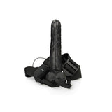 REALROCK Vibrating Hollow Strapon + Balls - 23cm Black - Black 23 cm Vibrating Hollow Strap-On - Image 5