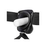 REALROCK Vibrating Hollow Strapon + Balls - 23cm Black - Black 23 cm Vibrating Hollow Strap-On - Image 7