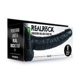 REALROCK Vibrating Hollow Strapon + Balls - 23cm Black - Black 23 cm Vibrating Hollow Strap-On - Image 1