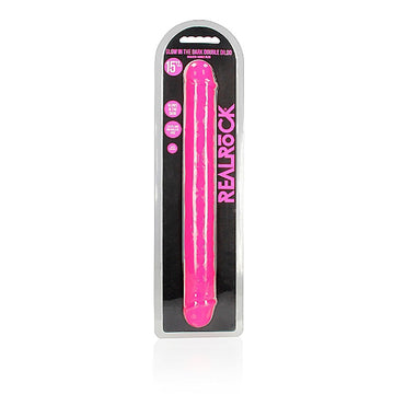 REALROCK 38 cm Double Dong Glow - Pink - Pink 38 cm (15'') Double Dong