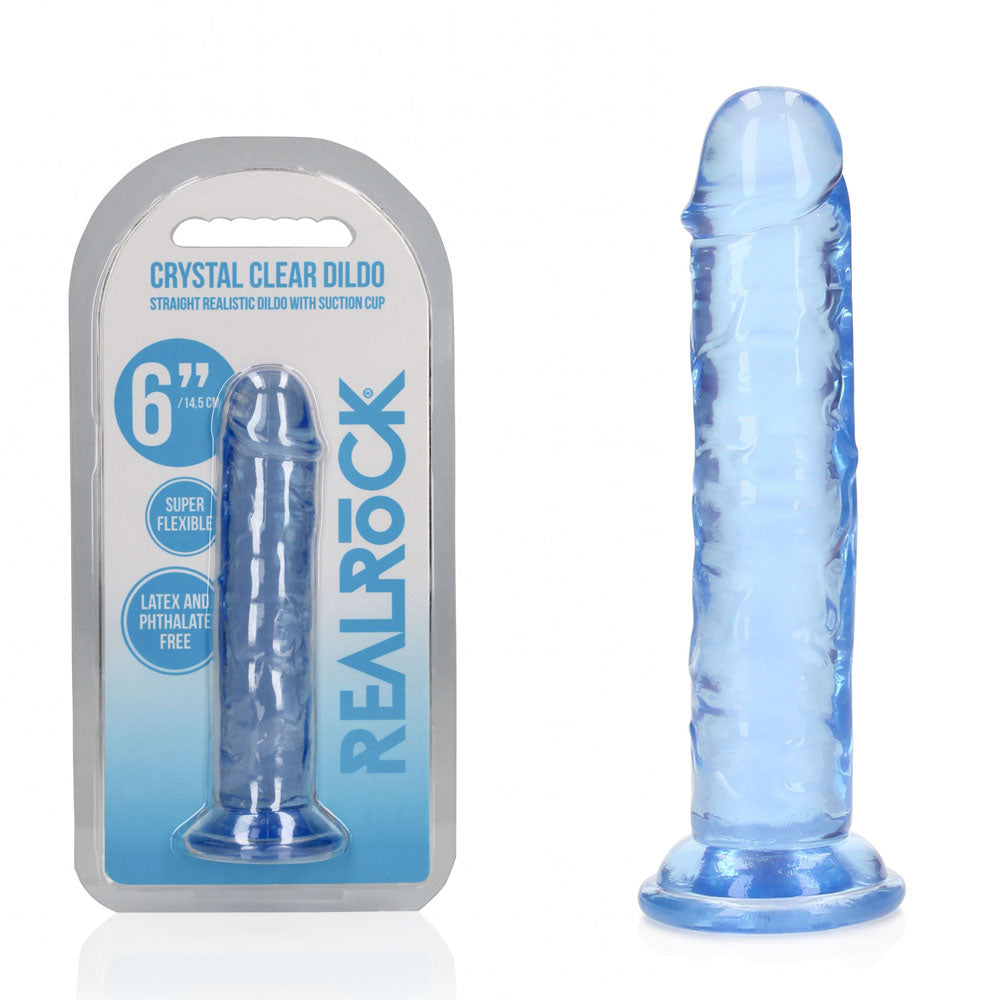 REALROCK 15.5 cm Straight Dildo 15.5 cm (6'') Dong - Blue