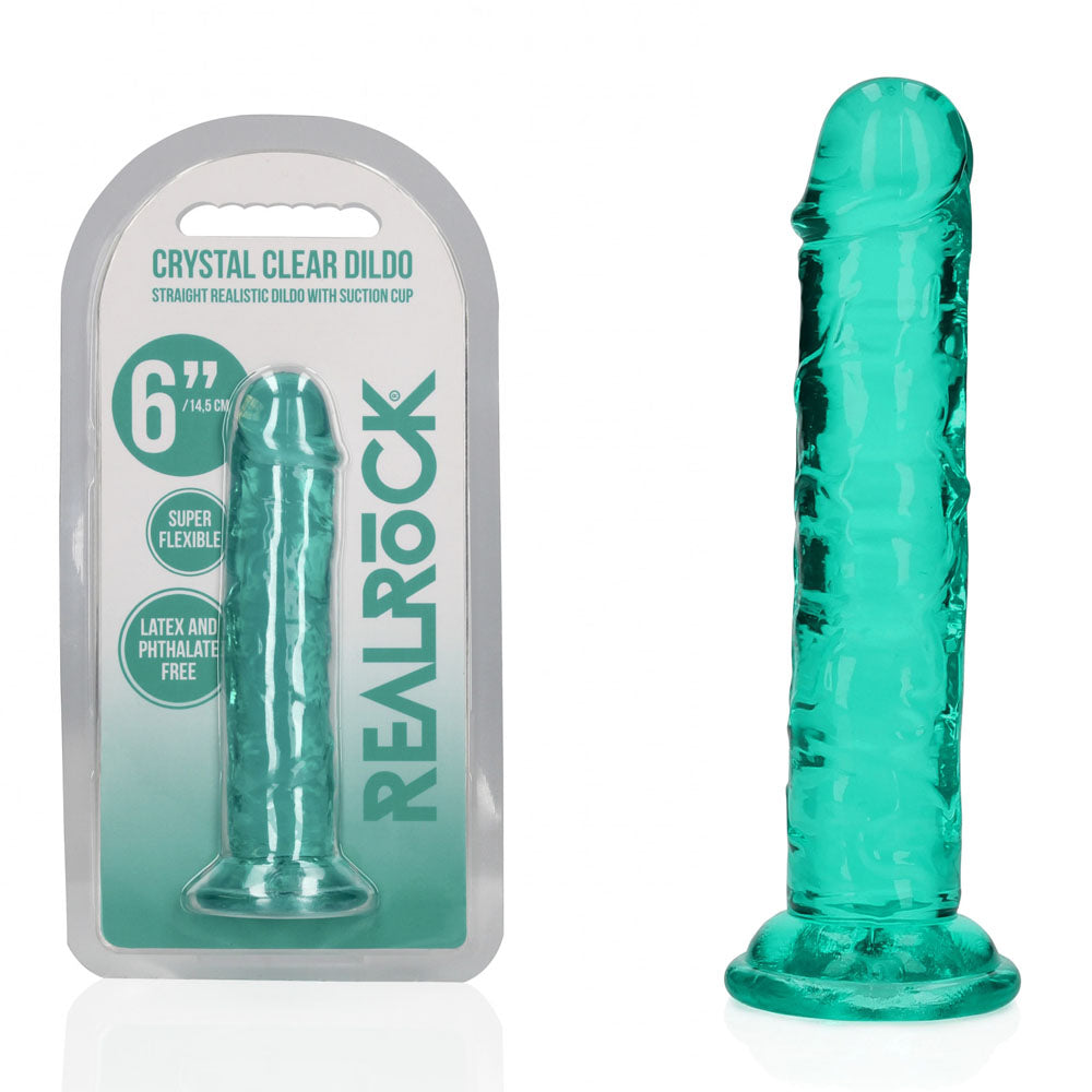REALROCK 15.5 cm Straight Dildo 15.5 cm (6'') Dong - Turquoise