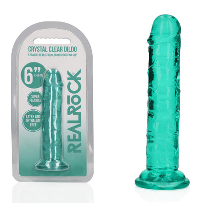 REALROCK 15.5 cm Straight Dildo 15.5 cm (6'') Dong - Turquoise