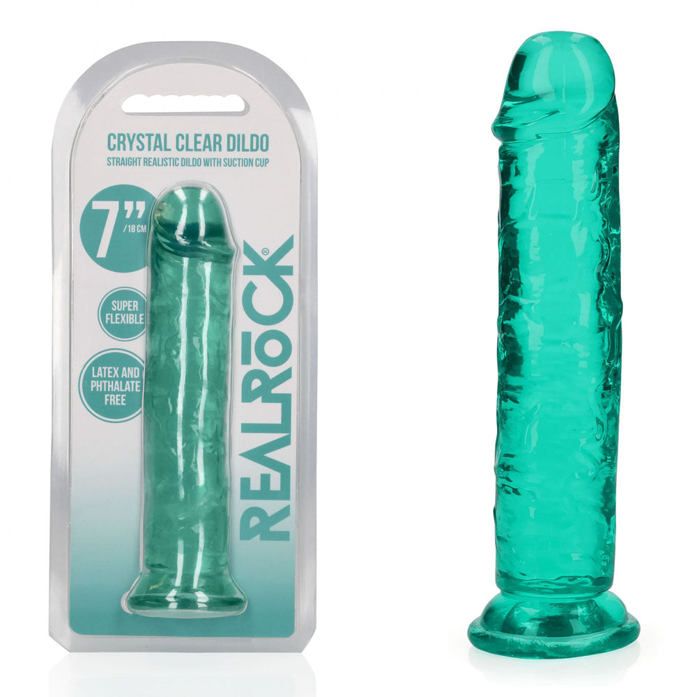 REALROCK 18 cm Straight Dildo 18 cm (7'') Dong - Turquoise