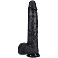 REALROCK 38cm Extra Long Dildo with Balls - Black - Black 38 cm (15'') Extra Long Dong