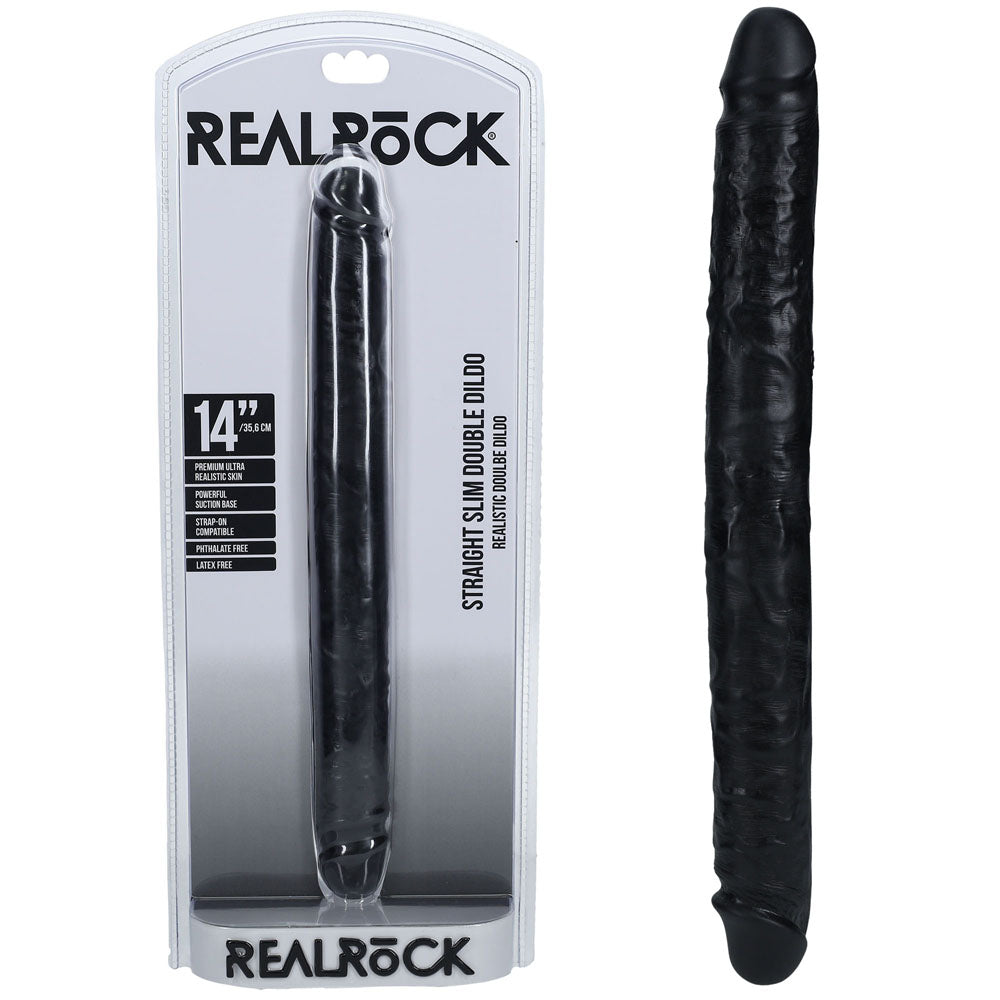 REALROCK 35cm Slim Double Dildo - Black 35 cm (14'') Double Dong