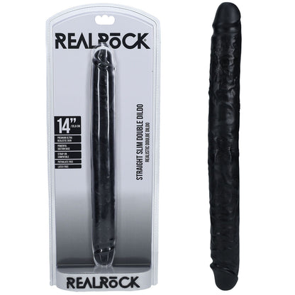 REALROCK 35cm Slim Double Dildo - Black 35 cm (14'') Double Dong