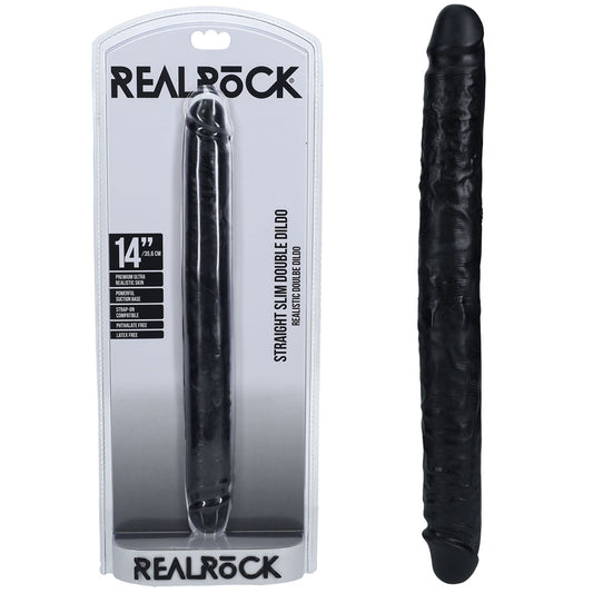 REALROCK 35cm Slim Double Dildo - Black 35 cm (14'') Double Dong