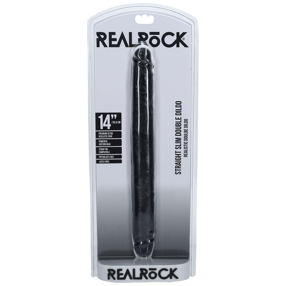 REALROCK 35cm Slim Double Dildo - Black 35 cm (14'') Double Dong