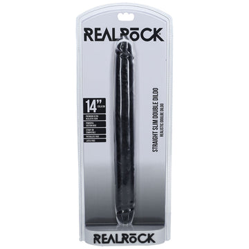 REALROCK 35cm Slim Double Dildo - Black - Black 35 cm (14'') Double Dong