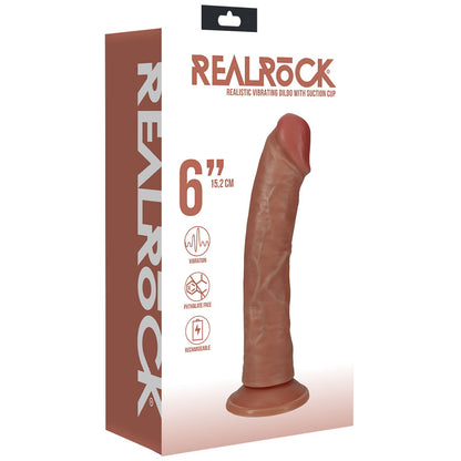 REALROCK 15cm Vibrating Cock - Tan 15.2 cm (6'') USB Rechargeable Vibrating Dong