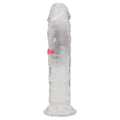 REALROCK 6'' No Balls Wireless Rechargeable LED Vibrating Dong - Clear with LED 16.5 cm USB Rechargeable Vibrating Dong with Remote