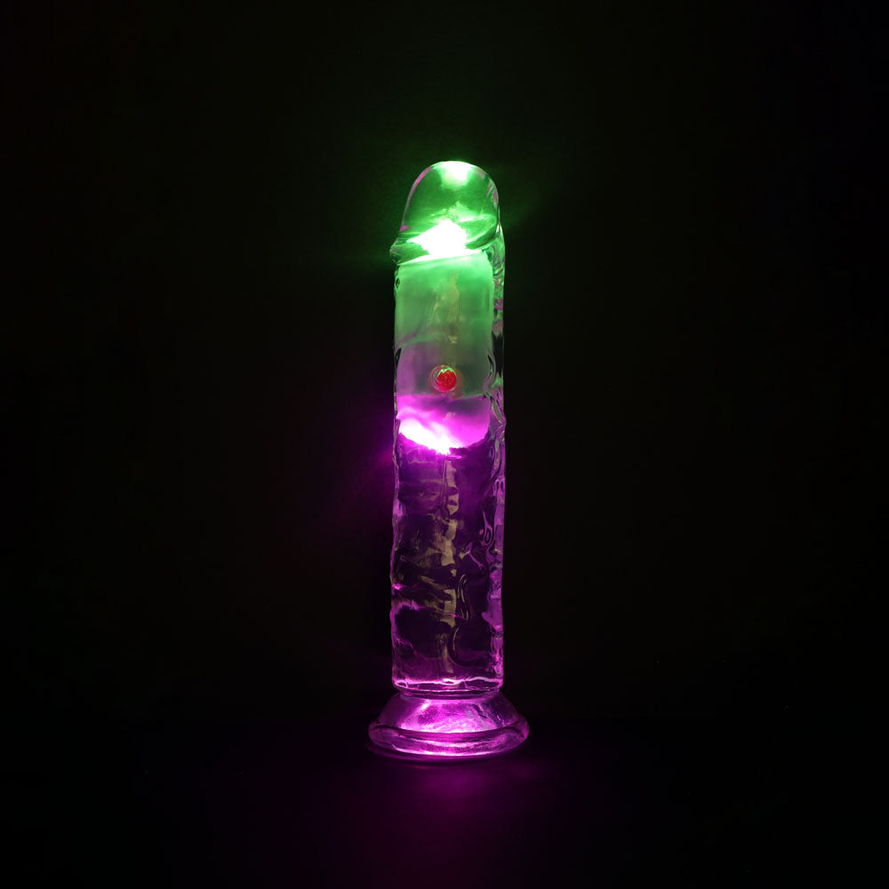 REALROCK 7'' No Balls Vibrating Dong - Clear LED 20 cm