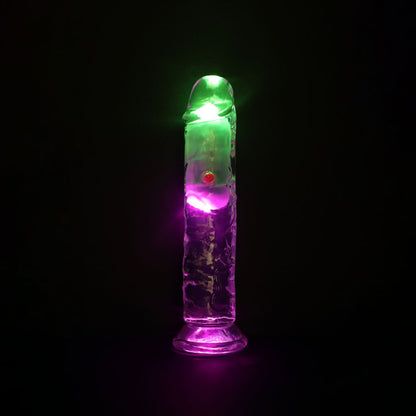 REALROCK 7'' No Balls Vibrating Dong - Clear LED 20 cm