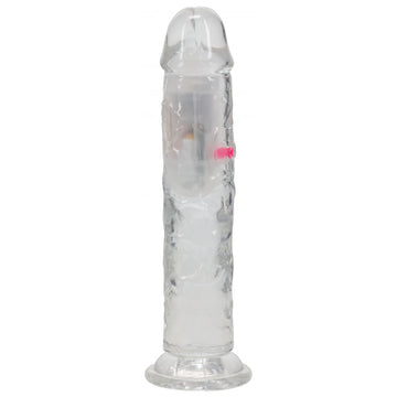 REALROCK 7'' No Balls Wireless Rechargeable LED Vibrating Dong - Clear with LED 20 cm USB Rechargeable Vibrating Dong with Remote