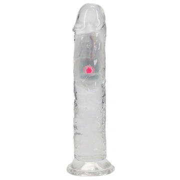 REALROCK 7'' No Balls Wireless Rechargeable LED Vibrating Dong - Clear with LED 20 cm USB Rechargeable Vibrating Dong with Remote