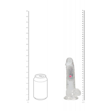REALROCK 7'' with Balls Wireless Rechargeable LED Vibrating Dong - Clear with LED 19.5 cm USB Rechargeable Vibrating Dong with Remote