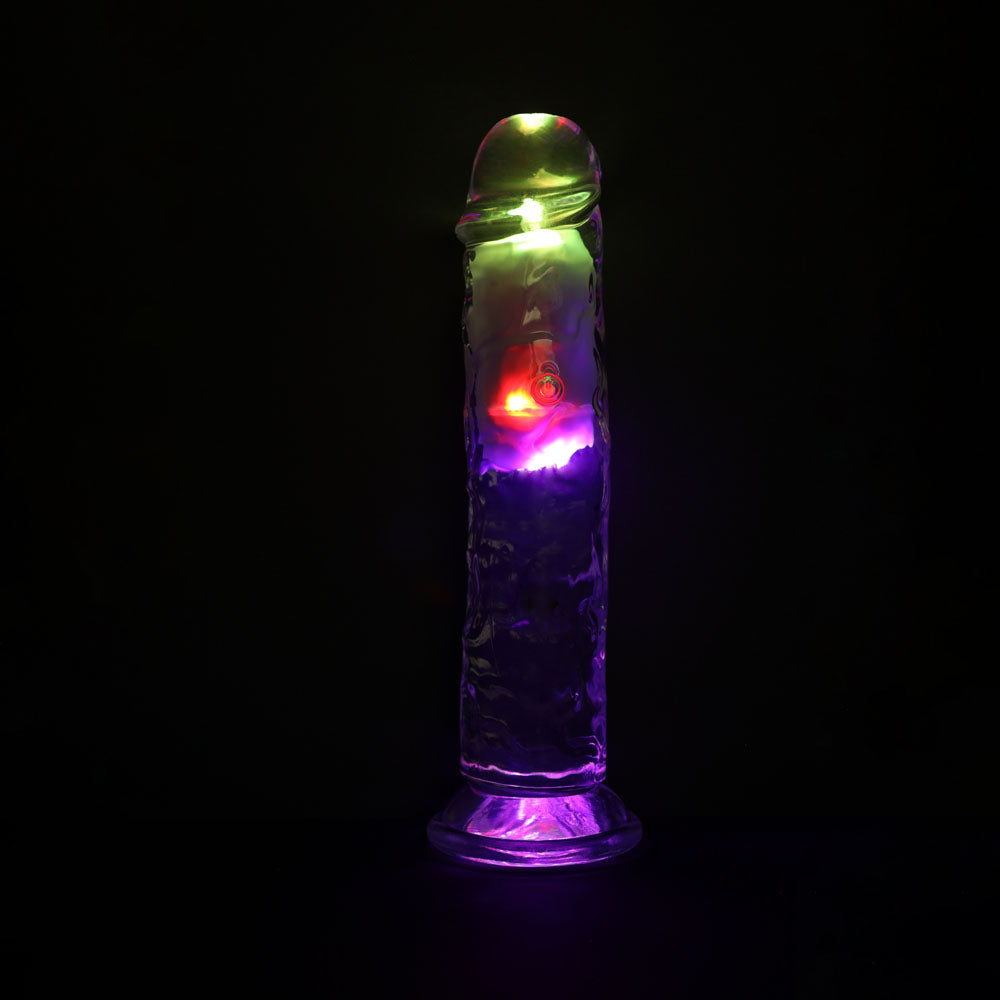 REALROCK 8'' No Balls Vibrating Dong - Clear LED 22 cm