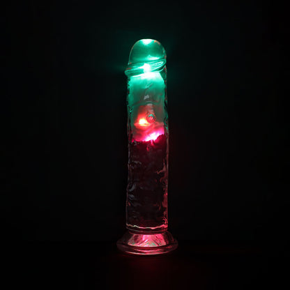 REALROCK 8'' No Balls Vibrating Dong - Clear LED 22 cm