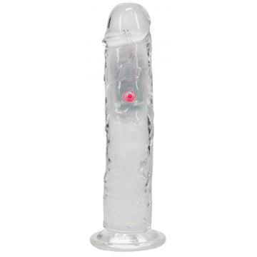 REALROCK 8'' No Balls Wireless Rechargeable LED Vibrating Dong - Clear with LED 22 cm USB Rechargeable Vibrating Dong with Remote