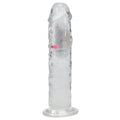 REALROCK 8'' No Balls Wireless Rechargeable LED Vibrating Dong - Clear with LED 22 cm USB Rechargeable Vibrating Dong with Remote
