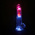 REALROCK 8'' with Balls Wireless Rechargeable LED Vibrating Dong - Clear with LED 22.5 cm USB Rechargeable Vibrating Dong with Remote