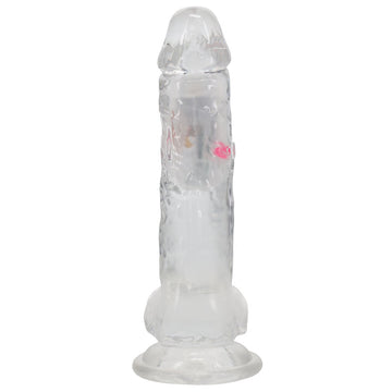 REALROCK 8'' with Balls Wireless Rechargeable LED Vibrating Dong - Clear with LED 22.5 cm USB Rechargeable Vibrating Dong with Remote