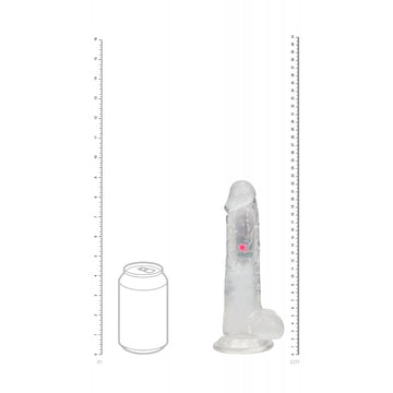 REALROCK 8'' with Balls Wireless Rechargeable LED Vibrating Dong - Clear with LED 22.5 cm USB Rechargeable Vibrating Dong with Remote