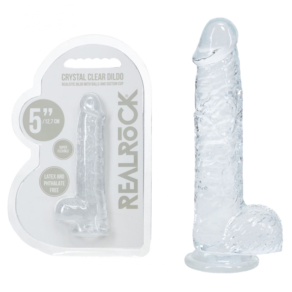 REALROCK 5'' Crystal Dildo with Balls 14.7 cm Dong - Clear