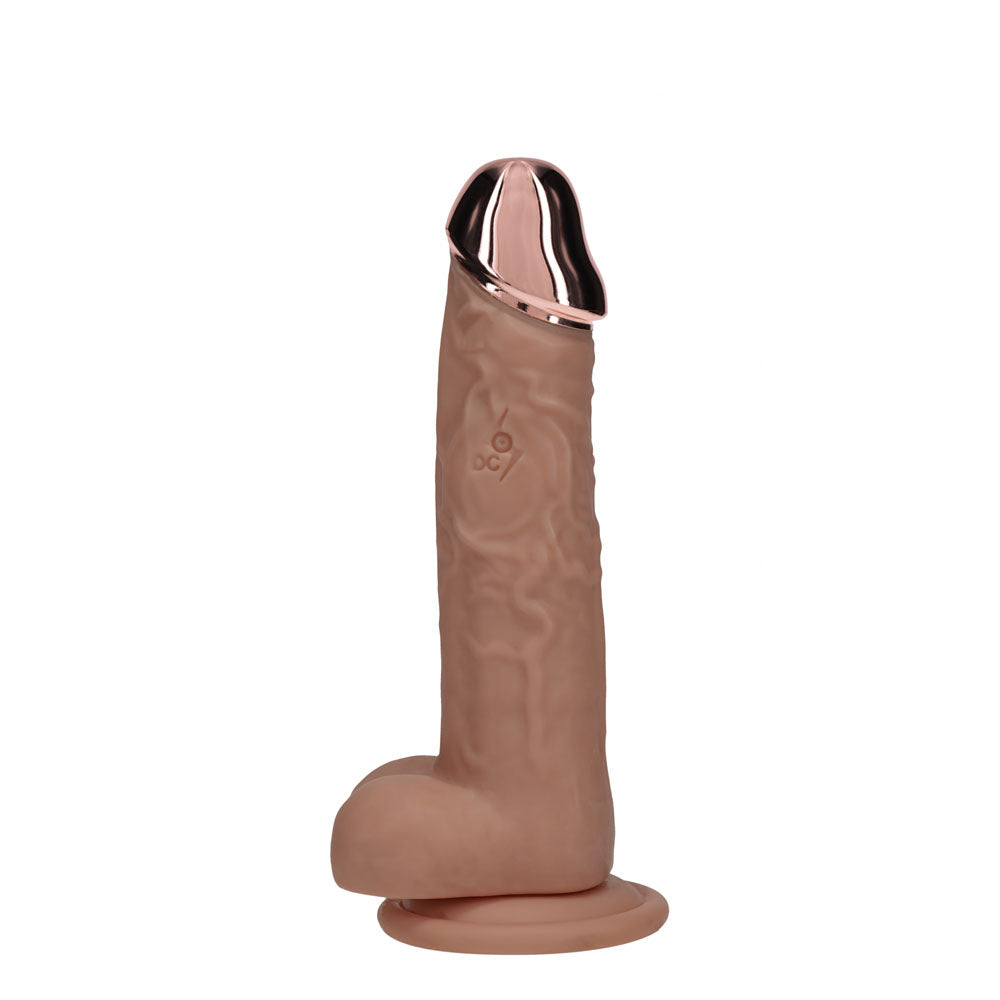 REALROCK Metal Head 6'' Rechargeable Dildo - Tan 16.2 cm USB Rechargeable Vibrating Dildo with Metal Head and Wireless Remote