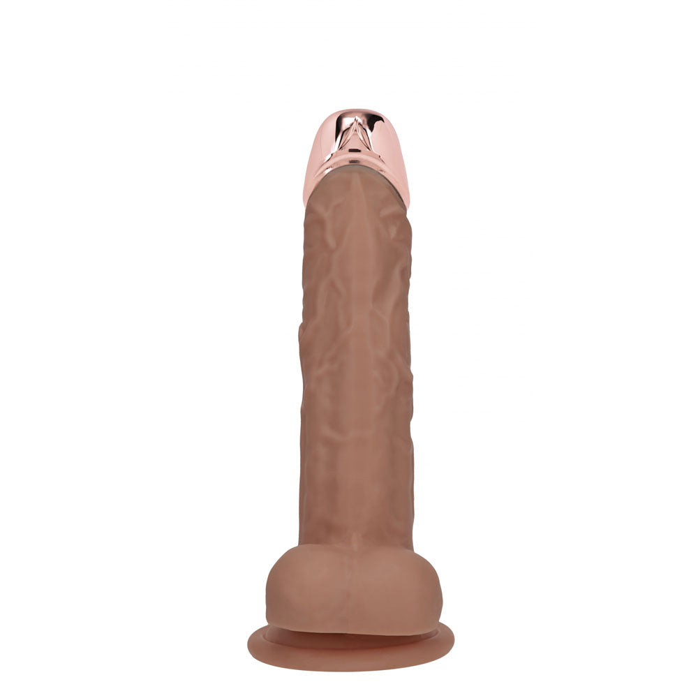 REALROCK Metal Head 6'' Rechargeable Dildo - Tan 16.2 cm USB Rechargeable Vibrating Dildo with Metal Head and Wireless Remote