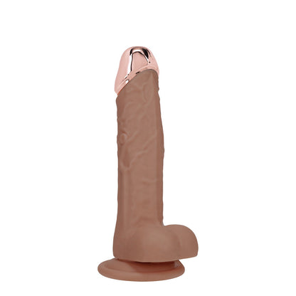 REALROCK Metal Head 6'' Rechargeable Dildo - Tan 16.2 cm USB Rechargeable Vibrating Dildo with Metal Head and Wireless Remote