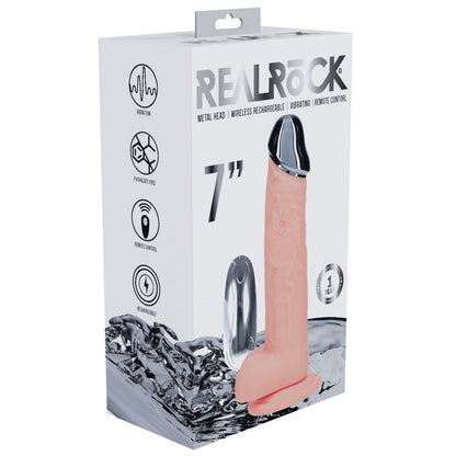 REALROCK Metal Head 7'' Rechargeable Dildo 19 cm Vibrating Dildo