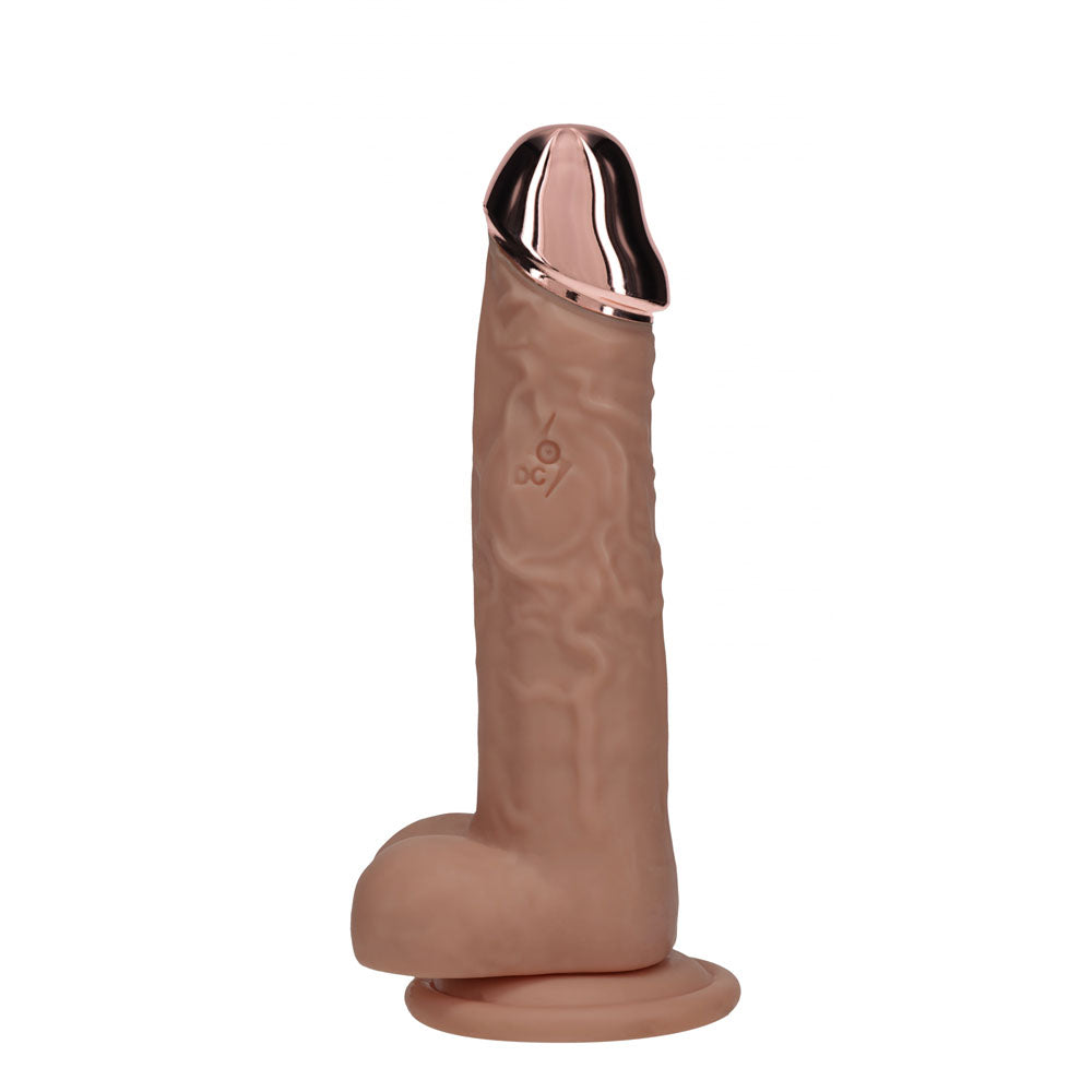REALROCK Metal Head 7'' Rechargeable Dildo - Tan 19 cm USB Rechargeable Vibrating Dildo with Metal Head and Wireless Remote