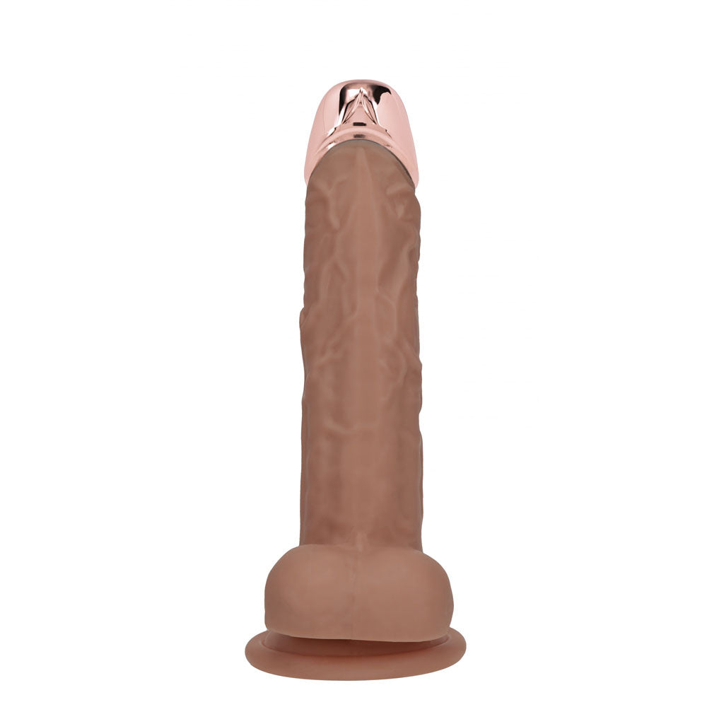 REALROCK Metal Head 7'' Rechargeable Dildo - Tan 19 cm USB Rechargeable Vibrating Dildo with Metal Head and Wireless Remote
