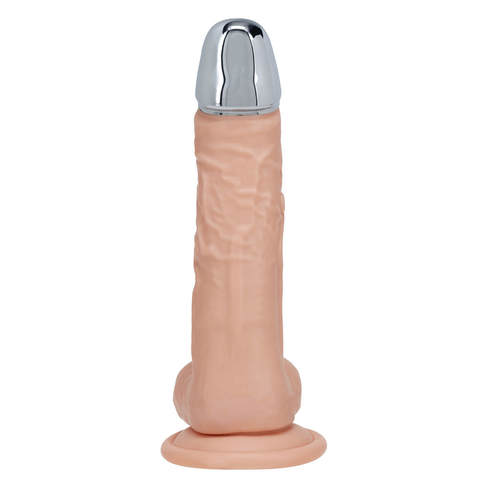 REALROCK Metal Head 8'' Rechargeable Dildo 22 cm USB Rechargeable Vibrating Dildo with Metal Head and Wireless Remote