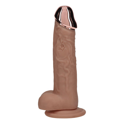 REALROCK Metal Head 8'' Rechargeable Dildo - Tan 22 cm USB Rechargeable Vibrating Dildo with Metal Head and Wireless Remote