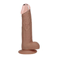 REALROCK Metal Head 8'' Rechargeable Dildo - Tan - Tan 22 cm USB Rechargeable Vibrating Dildo with Metal Head and Wireless Remote