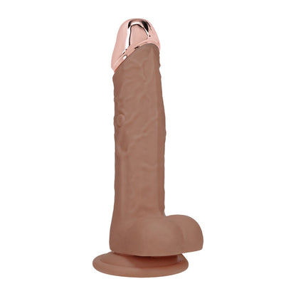 REALROCK Metal Head 8'' Rechargeable Dildo - Tan 22 cm USB Rechargeable Vibrating Dildo with Metal Head and Wireless Remote