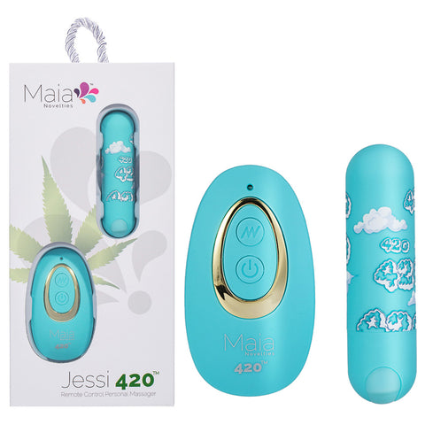 Maia JESSI 420 Remote - Sky Blue 7.6 cm USB Rechargeable Bullet with Wireless Remote - Image 1