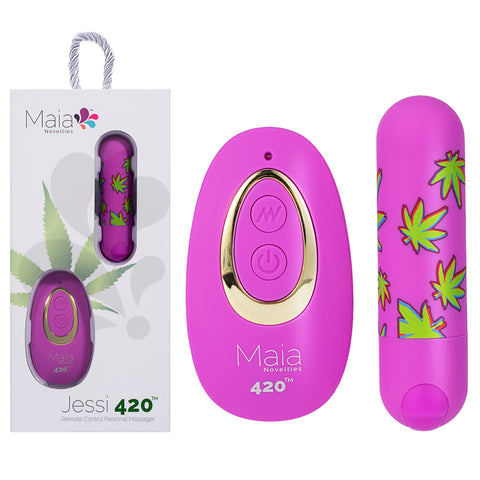 Maia JESSI 420 Remote - Purple 7.6 cm USB Rechargeable Bullet with Wireless Remote - Image 1