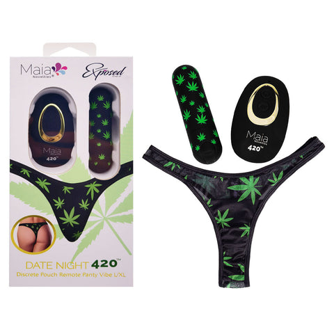 Maia DATE NIGHT 420 PANTY VIBE - S/M - Black S/M 420 Panty with Black USB Rechargeable Bullet & Remote - Image 1