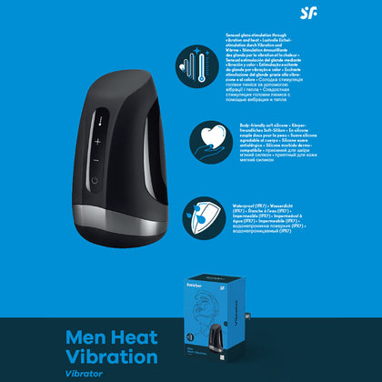 Satisfyer Men Heat Vibration - Black USB Rechargeable Masturbator for Ultimate Pleasure