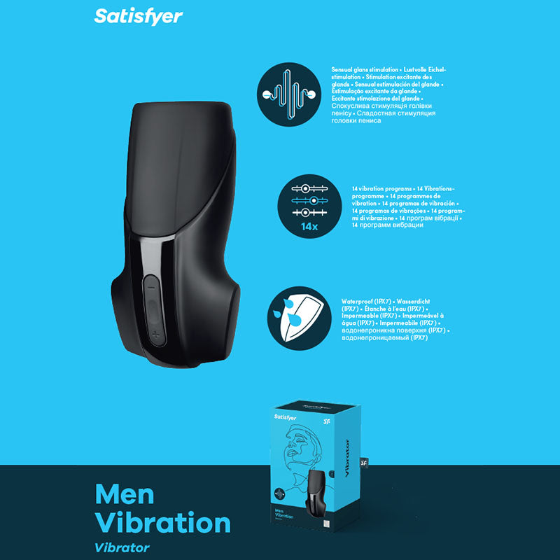 Satisfyer Men Vibration - Black USB Rechargeable Masturbator - Image 1