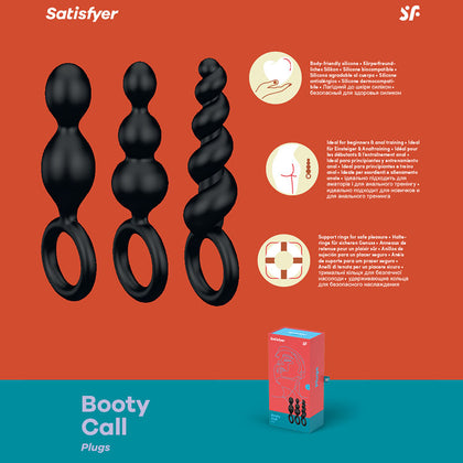 Satisfyer Butt Plugs Set - Booty Call Black Butt Plugs - Set of 3