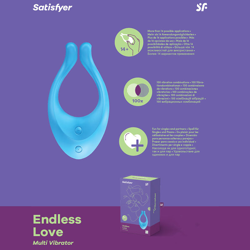 Satisfyer Endless Love - Blue 13 cm USB Rechargeable Couples Stimulator - Image 1